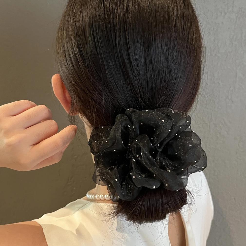 Корейская ретро черная сетчатая повязка для волос: Элегантный, Простой, Однотонный, Вдохновленный феями французский аксессуар