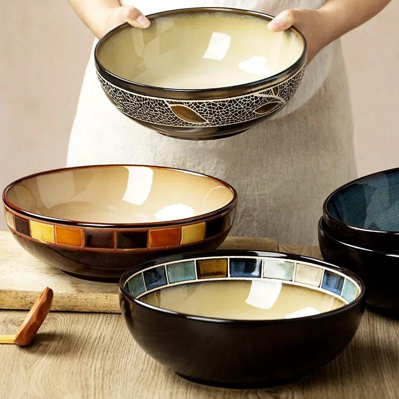 Large Bowl of Soup Bowl Noodle Bowl Nordic Creative Household Tableware Ceramic Bowl Large Rice Bowl Soup Pot