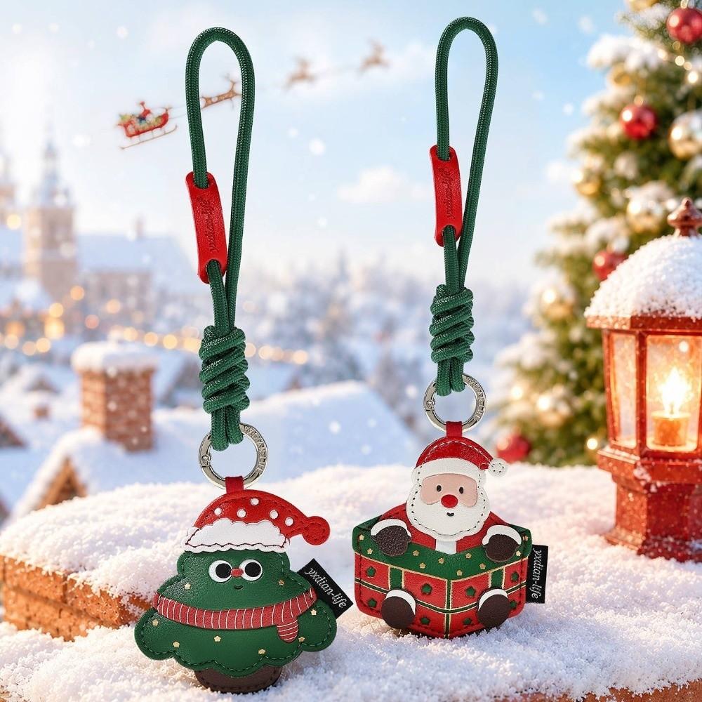 Waterproof Christmas Key Ring Leather Snowman Bag Pendant Small Gift Santa Claus Keychain  Car Key