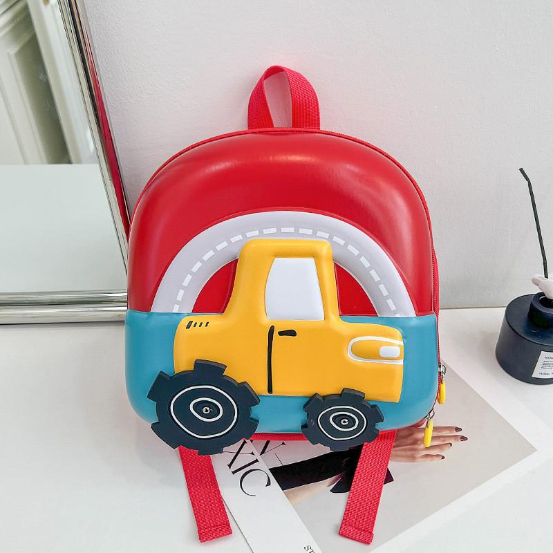 Cute Pvc Shell Backpack For Boys And Girls Featuring Fun Cartoon Car Design