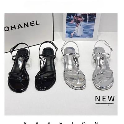 Модные сандалии с клипсой для пальца, металлической пряжкой, толстым каблуком, модные женские новые туфли-лодочки с острым носком, на высоком каблуке, неглубокие шлепанцы, обувь для шпильки с пряжкой