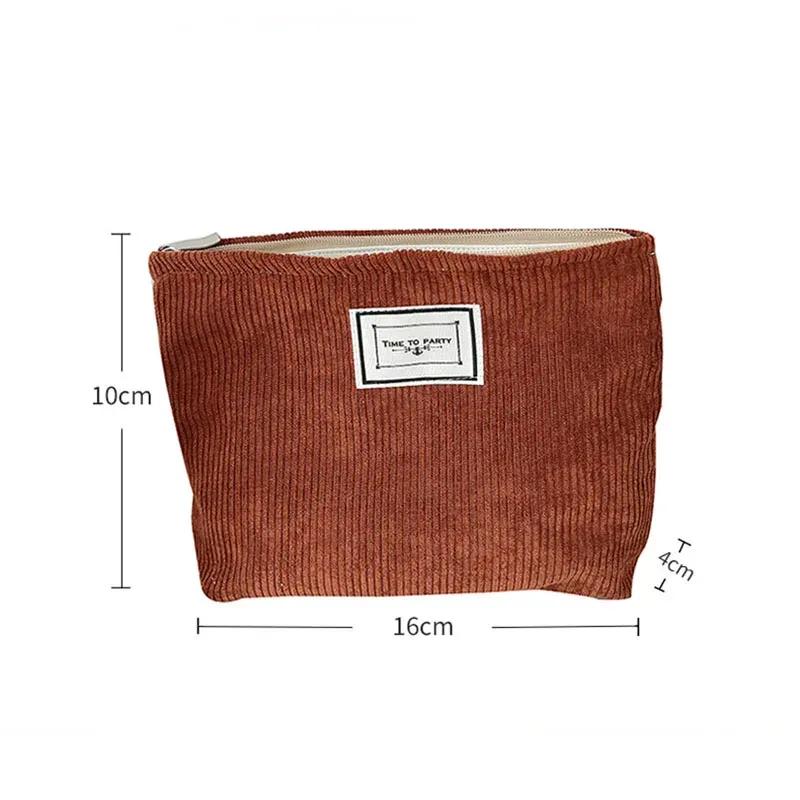 New Cosmetic Organizer Bag Solid Color Simple Corduroy Female Travel Makeup Bag Women Wash Toiletries Storage Bag Pouch