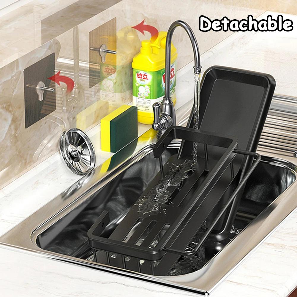 Полка для хранения на кухне, подвесной органайзер для полотенец и губок, алюминиевая сушилка для раковины, корзина, держатель для шампуня и полотенец в ванной