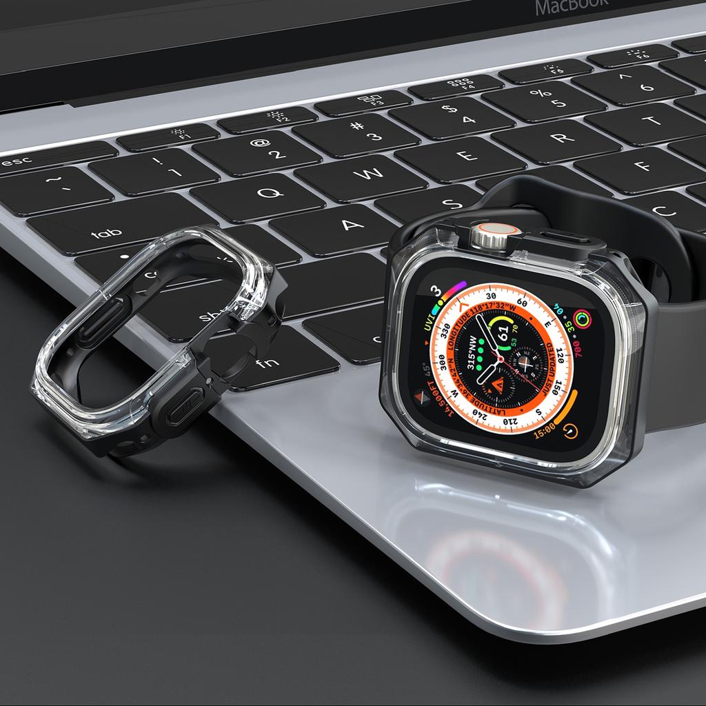 Чехол TPU PC без пленки для Apple Watch Ultra/Ultra 2 Series 9 8 7 6 5 4 SE 49 мм 44 мм 40 мм 45 мм 41 мм Прозрачный защитный бампер Аксессуары