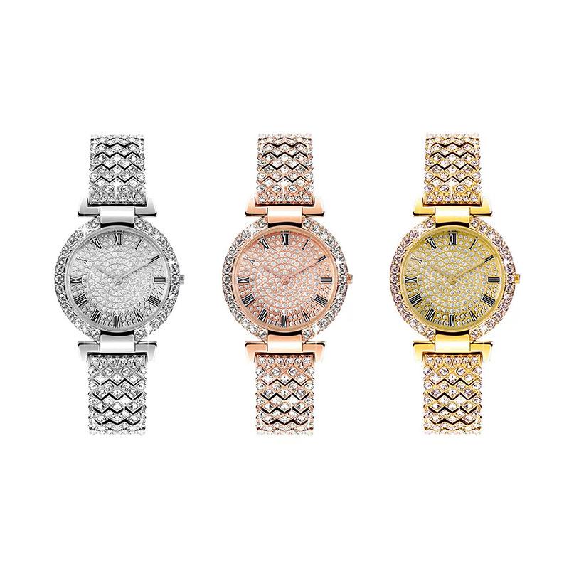 Полностью бриллиантовые римские женские часы женские часы кварцевые часы браслет часы цельные