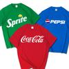 Лето 2025 Новый Модный Бренд INS Pepsi Cola Совместная Футболка Sprite Coca-Cola Мужская и Женская Свободная Хлопковая Парная Короткий Рукав