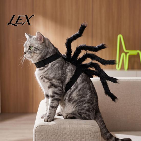 Halloween Pet Costume Spider for Small Dogs Cats, Cat Cosplay Outfit with Suit Adjustable Straps Spooky Holiday Party Dress Up And Photo Shoots