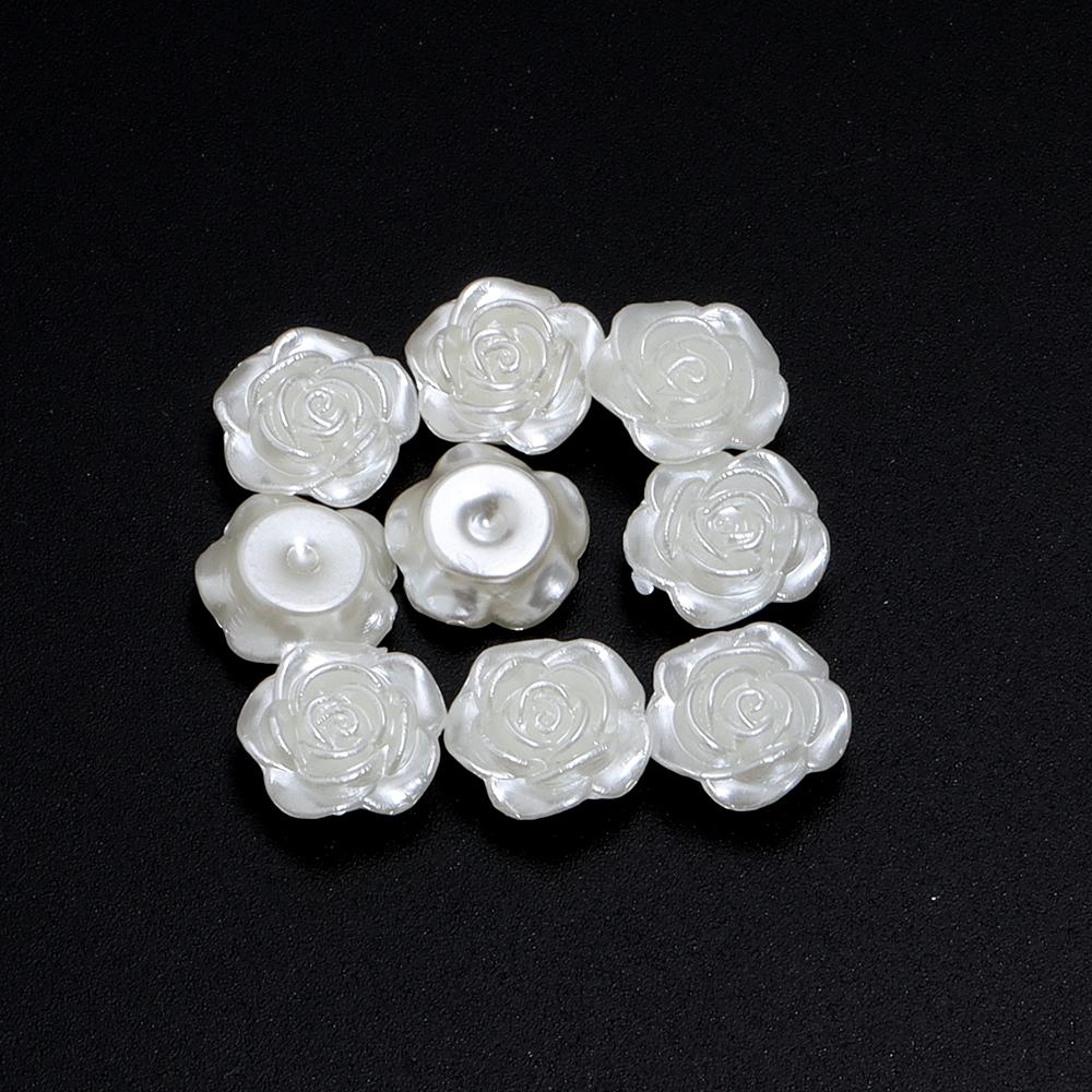 50-100pcs/lot ABS Imitation Pearl Rose Flower Beads Flatback Loose Beads For Jewelry Making DIY Bracelet Earrings Accessories