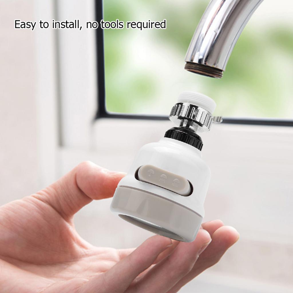 360 Degree Rotatable Kitchen Faucet Spray Head Tap Splash Filter Nozzle 3 Modes Adjustment