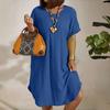 LYRIA Европейская и американская женская одежда больших размеров Новое платье с короткими рукавами однотонной расцветки