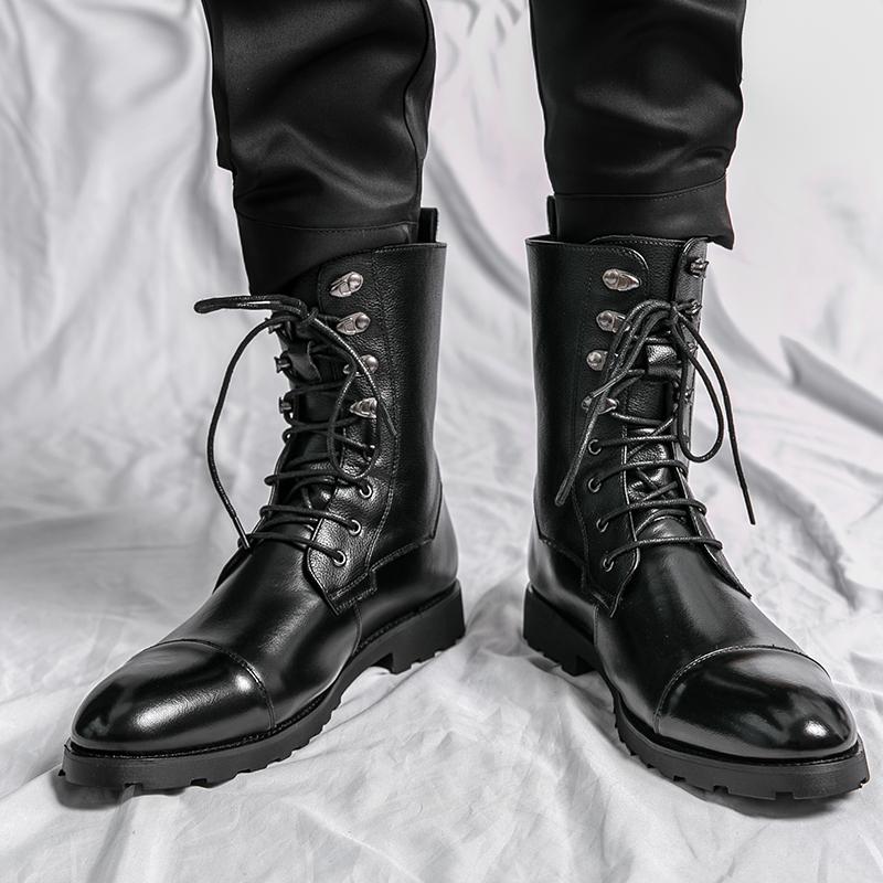 Fashion Casual Men's Long Boots Trendy New Designer Styles Leisure Business Party Office Outdoor Motorcycle Black Brown Plus Size Shoes