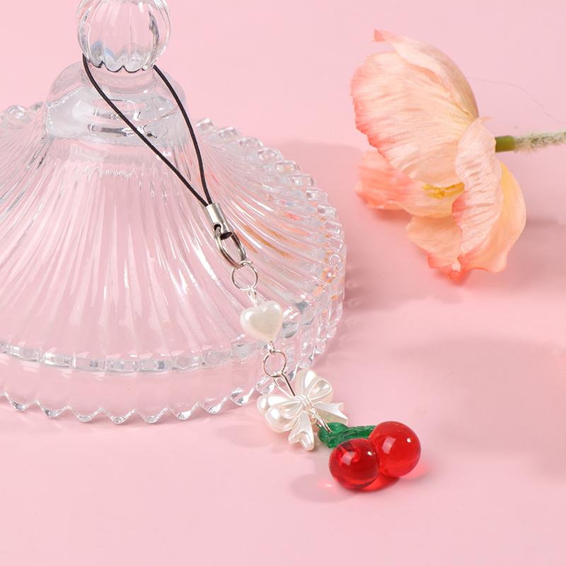 Y2K милый бант вишневый шнурок для телефона милая летняя цепочка для мобильного телефона для девочек корейский бисерный брелок для мобильного телефона