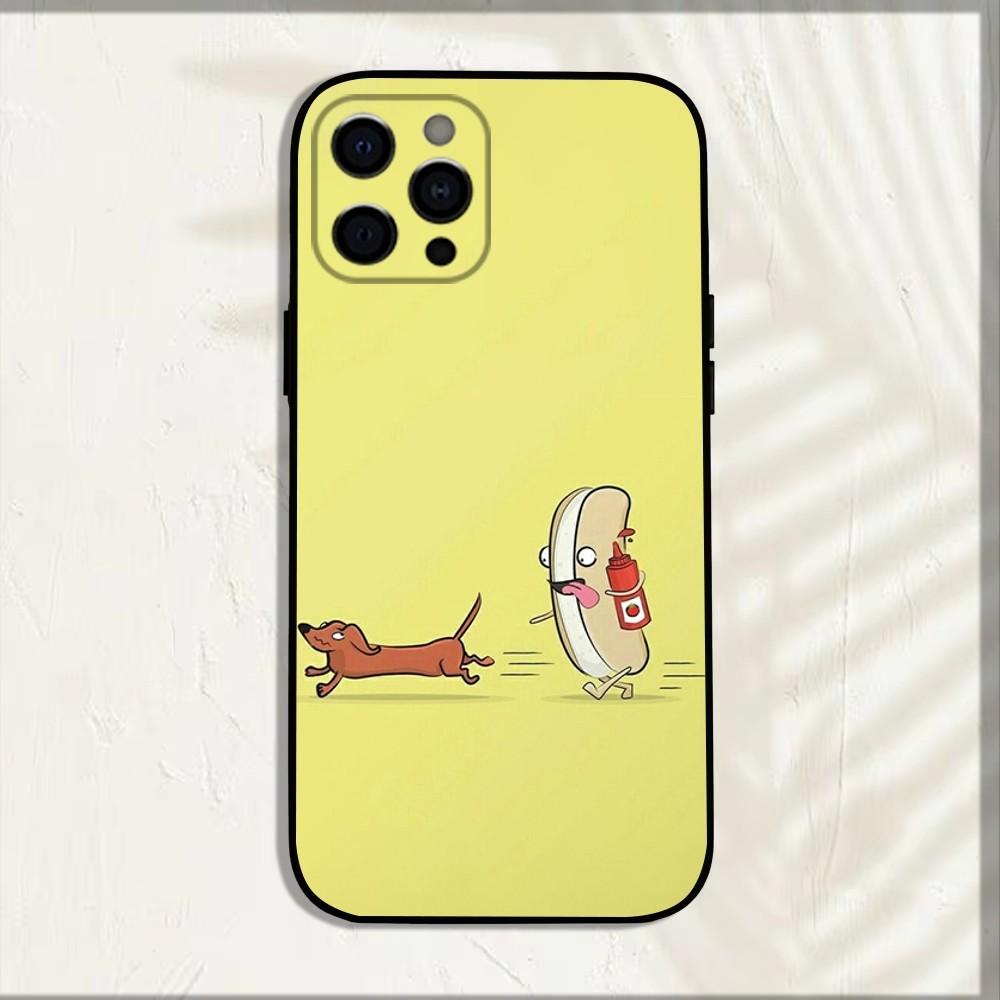 Забавный Такса Собака Питомец Чехол Для Телефона Для iPhone 15,14,13,12,11,Pro,X,XS,Max,XR,Plus,Mini Мягкий Черный Чехол