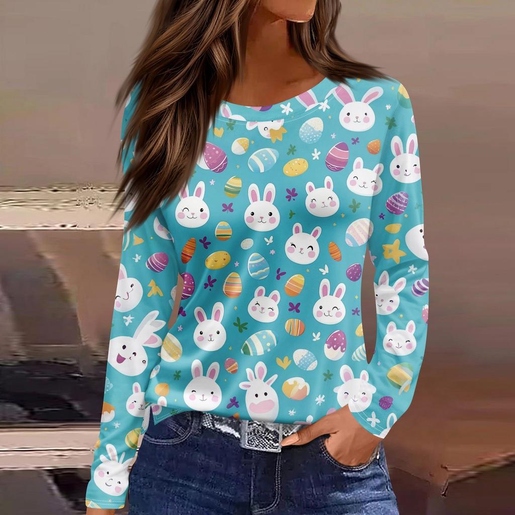 Женская модная повседневная свободная футболка с принтом и круглым вырезом с разрезом и длинным рукавом, женский топ