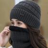 1pc Women/Men Solid Color Thermal Lined Knitted Hat & Neck Warmer Set,Suitable For Outdoor,Street And Daily Use In Autumn/Winter