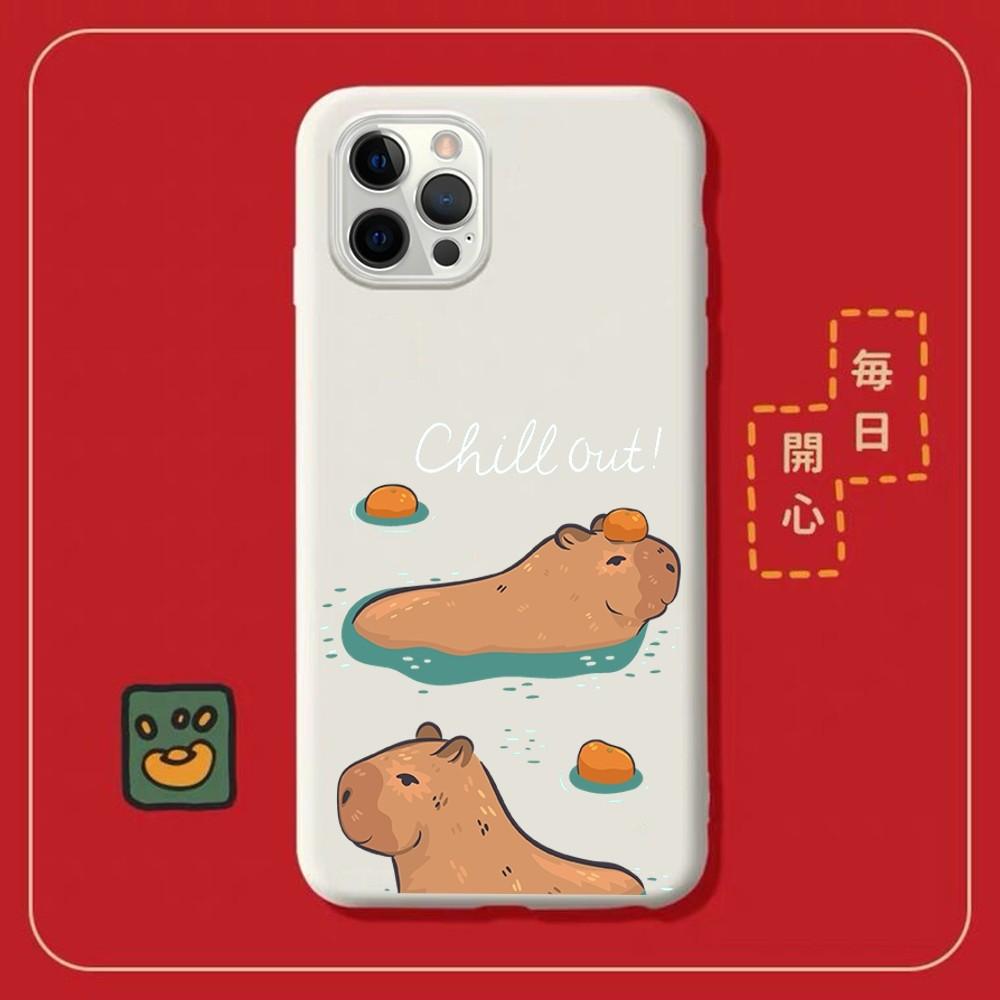 Мультяшный чехол для телефона с капибарой для iPhone 14 11 12 13 Mini Pro Xs Max 8 7 6 6S Plus X XR, однотонный чехол конфетного цвета