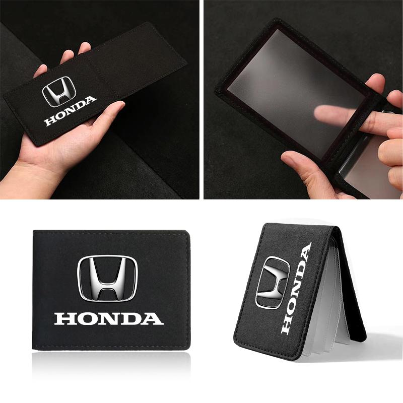 PU Leather Credit Card Case Car Driving Documents Protective Case For Honda Fit Mugen Insight Type S R VTEC DOHC Modulo Vezel Legend RR Si