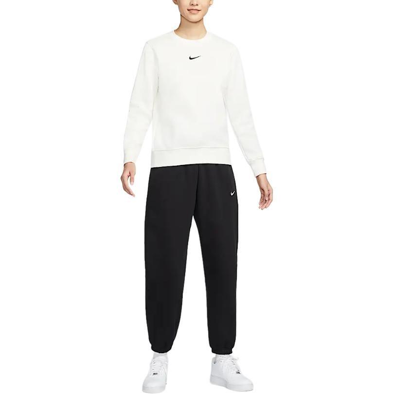 Nike Спортивная толстовка Phoenix с флисовой подкладкой, с круглым вырезом, в стиле athleisure, с длинным рукавом, женская, холст, белый/черный DQ5752-133