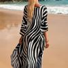 YYFS Женская мода, лето, весна, принт зебры, повседневные платья с длинным рукавом и v-образным вырезом