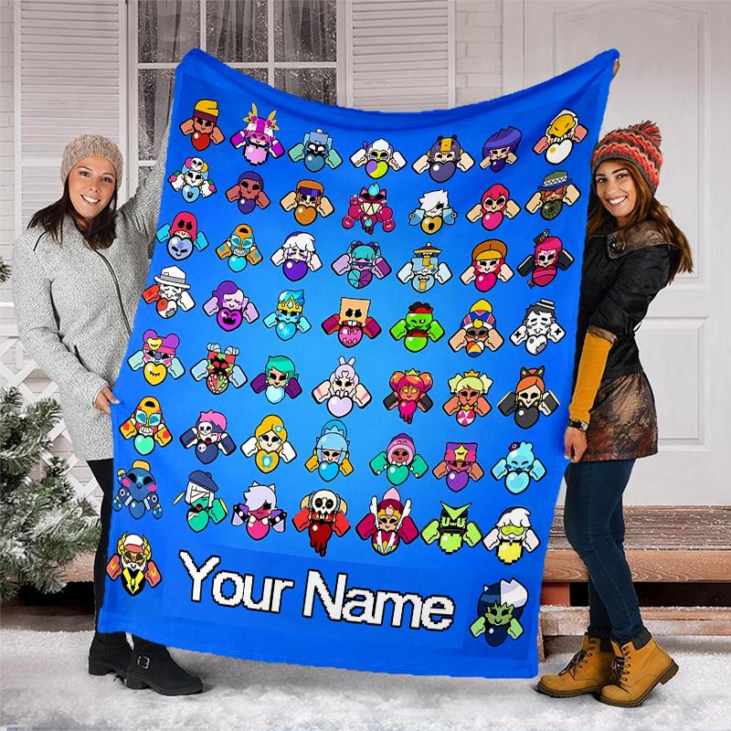 Personalized Custom Name Blanket - Brawl Stars Print Design,Blanket for Sofa,Bed,Travel,Camping - Soft and Warm, Great Gift