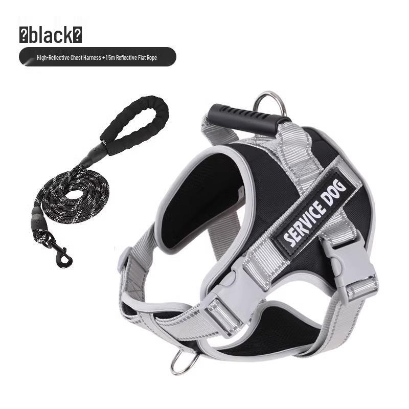 Шлейка для собаки в стиле седла K9 и поводок - Взрывозащищенная, для средних/крупных пород, бордер-колли, золотистый ретривер