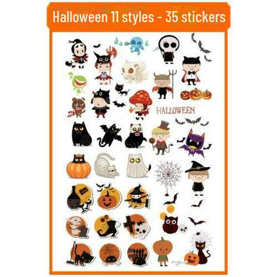 Детские наклейки-татуировки с героями мультфильмов на Хэллоуин — милые тыквы, привидения, черепа, водонепроницаемые и прочные