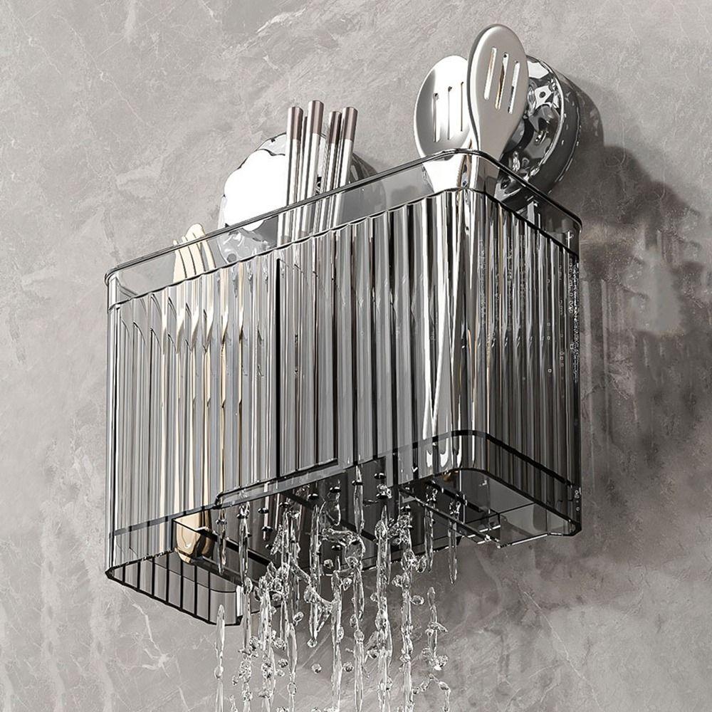 Wall Mounted Suction Cup Chopstick Holder Reusable Chopsticks Spoon Organizer  Bathroom