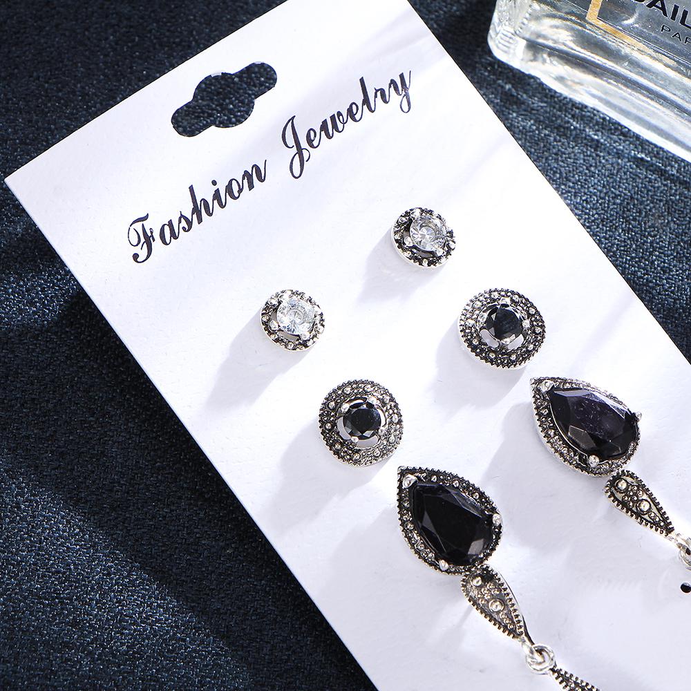 17KM Геометрические винтажные женские серьги с контрастными кисточками, круглые серьги черного цвета, модный комплект ювелирных изделий