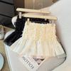 Мини-юбка А-силуэта с бахромой из тюля, пышная короткая юбка с высокой талией для миниатюрных, летняя, сладкая, многослойная, полупрозрачная юбка для женщин