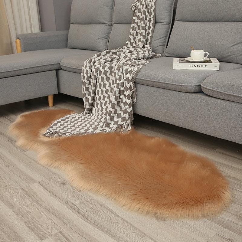 Irregular Imitation Wool Non-slip Carpet for Bedroom, Living Room, Sofa, and Bedside - Thickened & Washable.