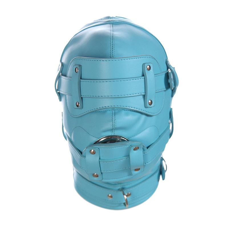 Lockable Faux Leather Gimp Hood Sensory Deprivation Mask Adjustable Blindfold&Penis Gag Sexy Costumes Exotic Sex Toy for Couples