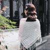 Solid Color Women's Shawls Handmade Fringes Wraps Vintage Tassel Scarf  Ladies