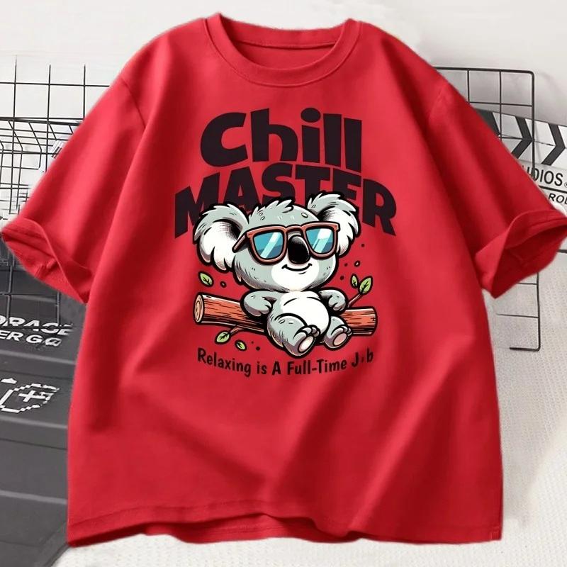 Chill Master Koala T Shirt Funny Koala Graphic Tee Animal Lover Gift Women Summer Casual T-shirt Women Clothing Personality Y2K