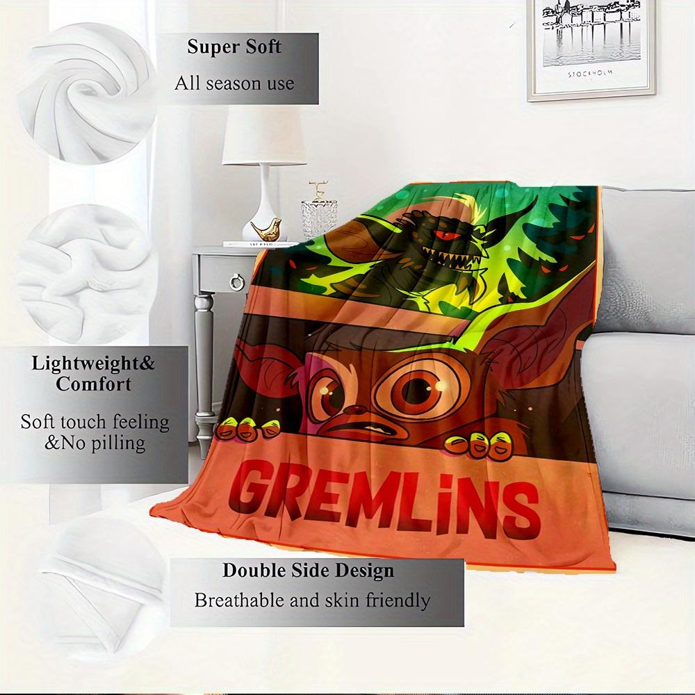 For Gremlins,Horror,Fantasy-Themed Flannel Blanket, Glam Style, Digital Print, All-Season Comfort, Tear-Resistant, Knitted Craftsmanship, Po