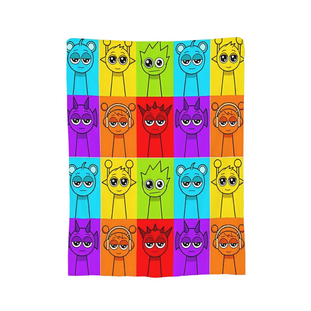 Sprunki Beats Horror Music Box Flannel Throw Blankets Blankets for Bed Office Lightweight Quilt,