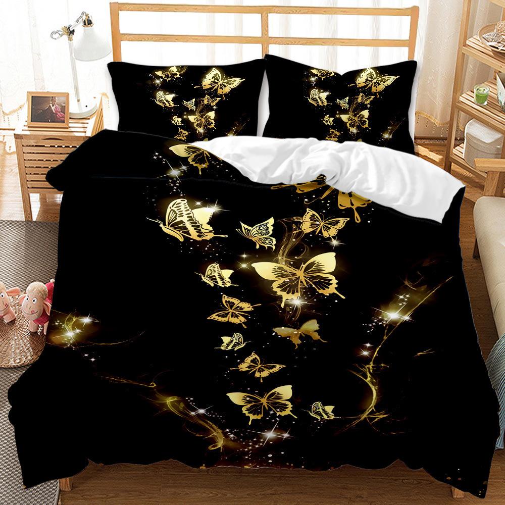 Butterfly Quilt Cover, Bed Sheet Pillowcase, Bed Hat Three-Piece Set, Four-Piece Set, Digital Printing