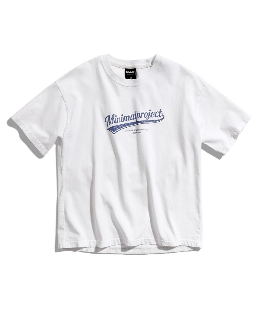 MINIMALPROJECT Washed Drawing Pigment Crop Short Sleeve T-Shirt Mst188C [White]