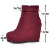 Мода 2025 Осень Зима Новые Стильные Женские Ботильоны Сексуальная Платформа Круглый Носок Клинья Ботинки Женские Ботильоны Большой размер 34-42 Синий Красный