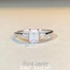 Emerald Cut Moissanite Ring: Sterling Silver Princess Cut Baguette with Four Prongs