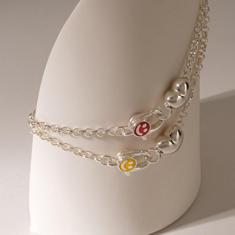 JEWNEL Silver925 Enamel Smile Lock Chain Bracelet (2 colors)