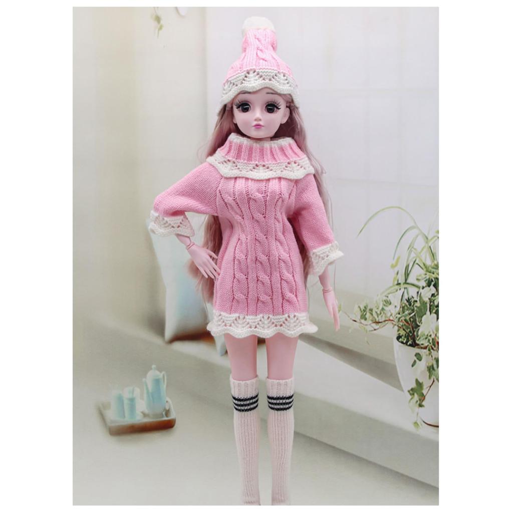 [OLYOLY] 13 (60см) Кукольная одежда, комплект одежды, милый вязаный свитер, цельный розовый костюм принцессы для миниатюрной куклы, нижнее белье (06 Свитер + Шапка +