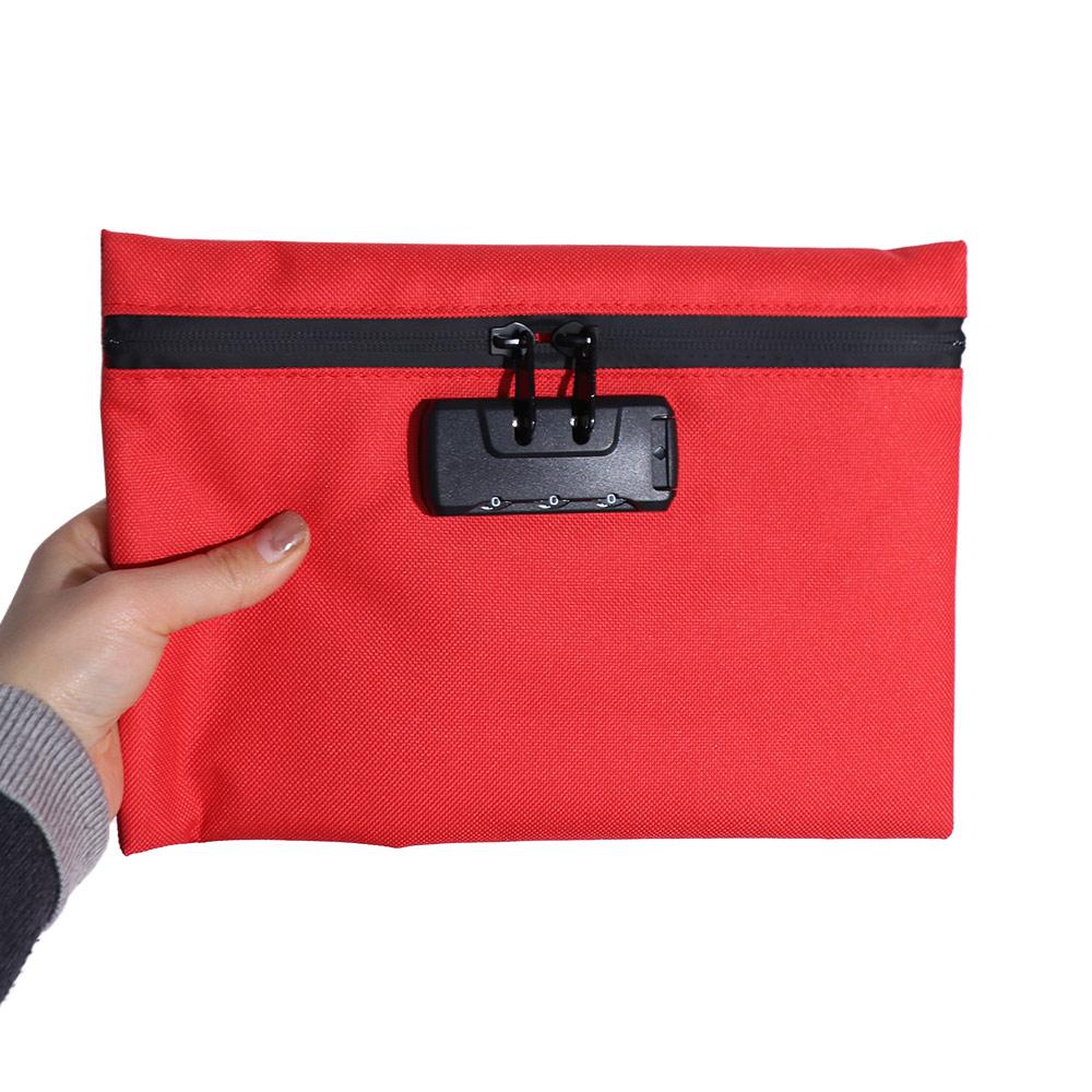Zip Closure Portable Locking Pouch Canvas Security Document Bag Outdoor Activities