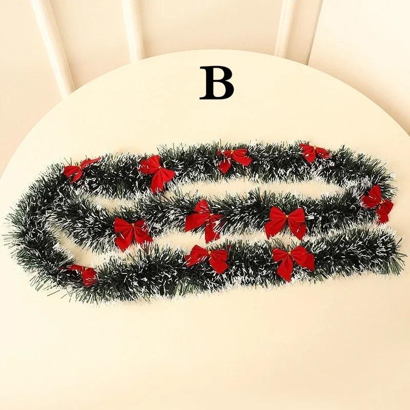 2M Green and White Border Christmas Decoration Bar Top Ribbon Wreath Tree Drop Ornaments Cane Wire Festive Party Supplies