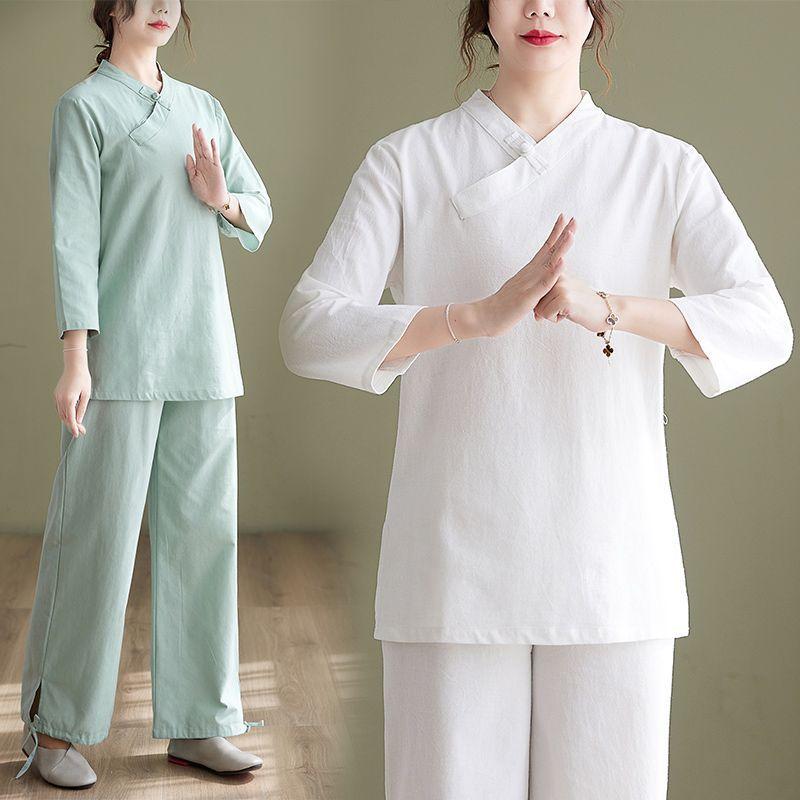 Cotton And Linen Women's Clothing Suit Chinese Style Traditional Clothing Two-piece Set