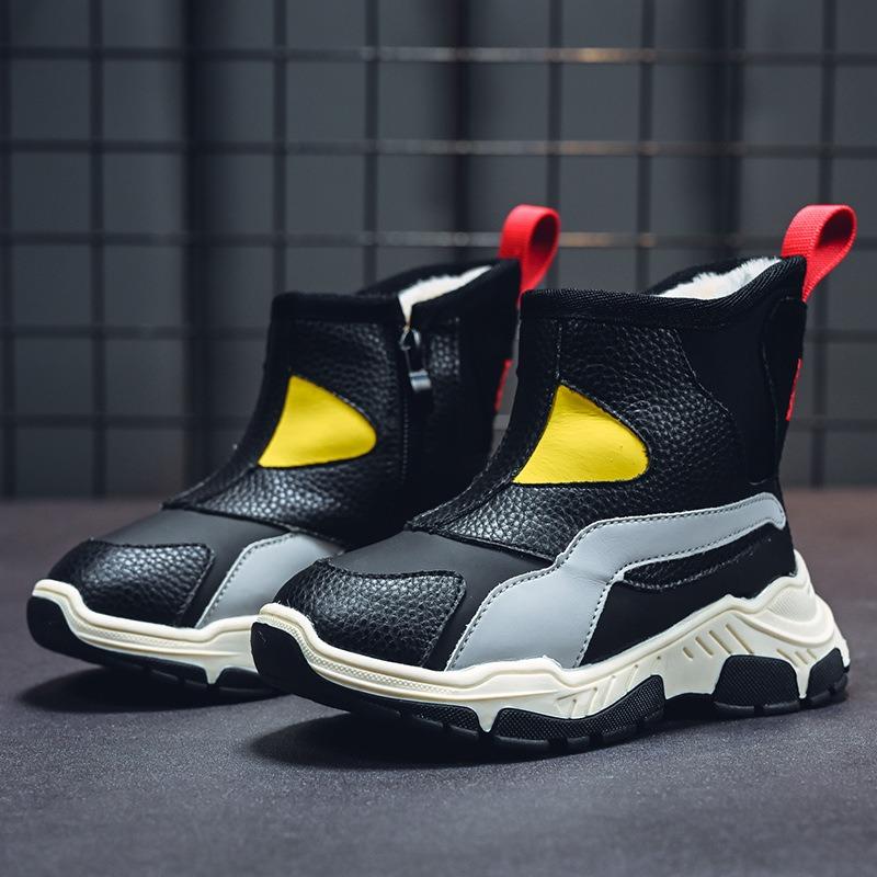 Детские хлопковые сапоги зимние новые ботинки для мальчиков зимние сапоги для девочек флисовые утолщенные хлопковые ботинки теплая зимняя обувь прилив