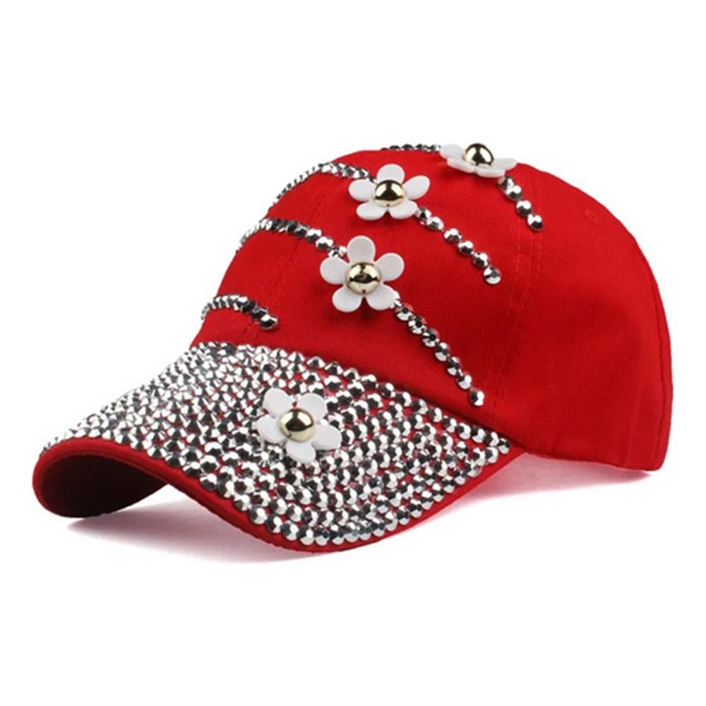 Crystal Rhinestone Baseball Cap Floral Bead Fashion Hats H