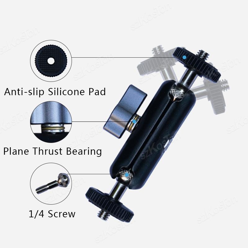 Двойная шаровая головка Magic Arm 1/4-дюймовый винт с ЧПУ для зеркальной камеры, штатив, клетка, светодиодная видеолампа, микрофон, полевой монитор