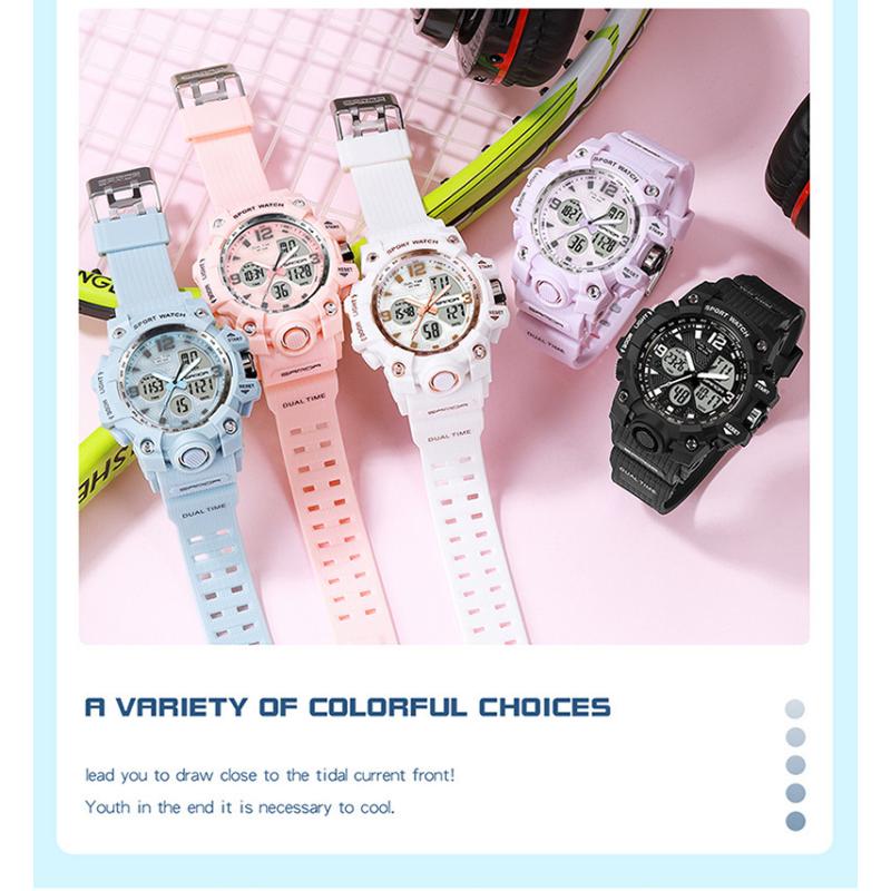 SANDA Новые простые модные спортивные электронные часы с ночным светом, студенческие мужские часы