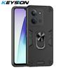 KEYSION Противоударный бронированный чехол для Xiaomi POCO C85 Мягкий силикон+ПК Металлическая подставка-кольцо Задняя крышка для телефона для Redmi 15C