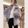 Imitation Rex Rabbit Fur Stand Collar Women's Coat Western Style Fur Coats Female Tide Ins Winter Korean Loose Stand-up Collar Women's Short Coat